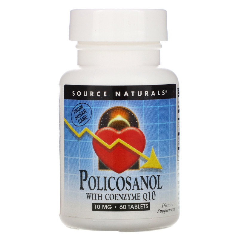 Source Naturals, Поликосанол с ферментом Q10 10 мг, 60 таблеток
