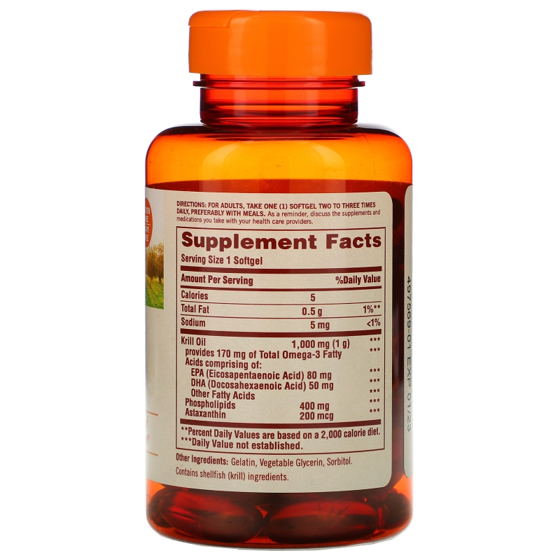 Sundown Naturals, Жир красного криля, 1000 мг, 60 мягких таблеток