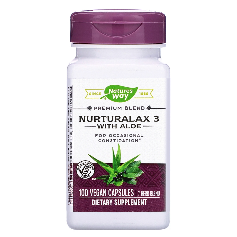 Nature's Way, Пищевая добавка Nurturalax 3, с алоэ, 100 капсул