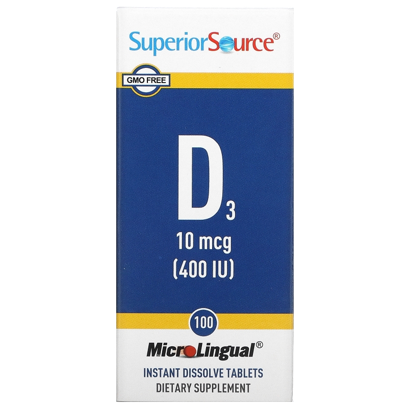 Superior Source, MicroLingual, Витамин D3, 400 IU, 100 таблеток