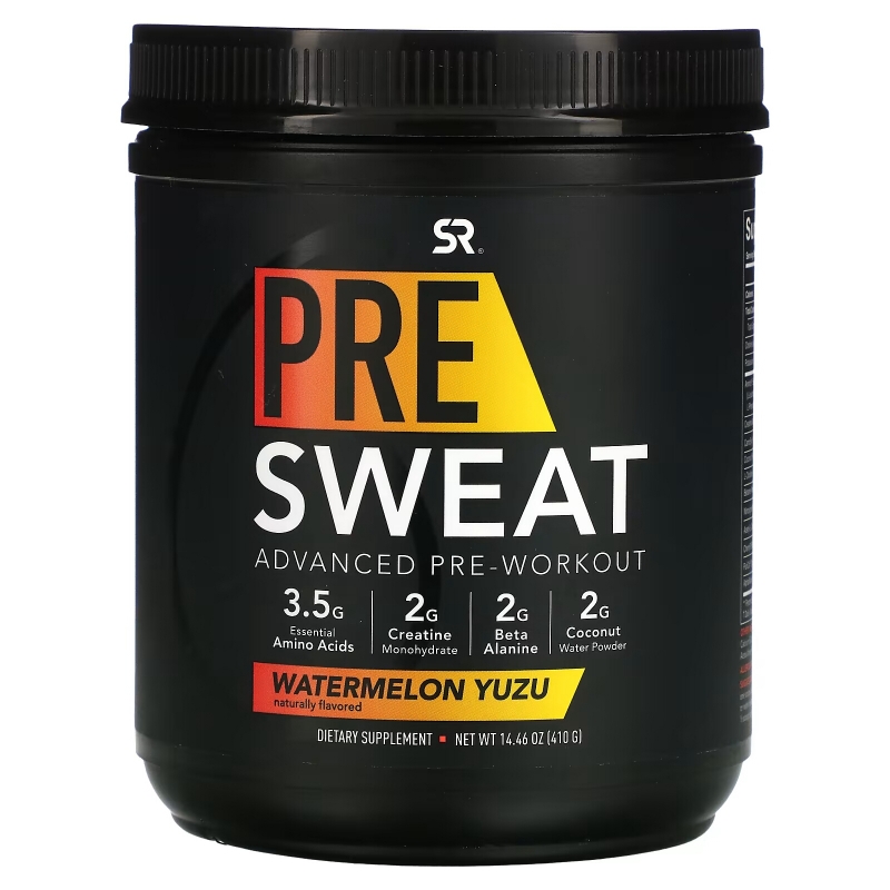 Sports Research, Pre-Sweat Advanced Pre-Workout, Watermelon Yuzu, 14.46 oz (410 g)