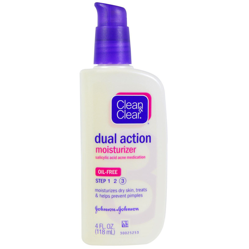 Clean & Clear, Dual Action Moisturizer, Salicylic Acid Acne Medication, 4 fl oz (118 ml)