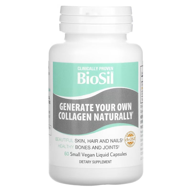 BioSil by Natural Factors, Advanced Collagen Generator, 60 Small Vegan Liquid Capsules