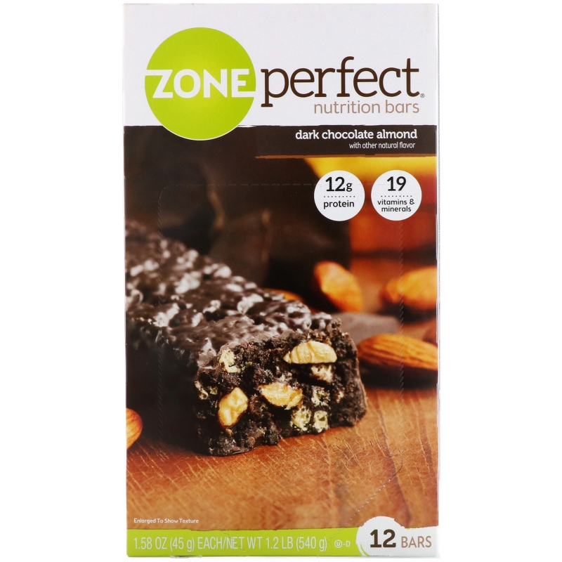 ZonePerfect Dark All-Natural Nutrition Bars Dark Chocolate Almond 12 Bars 1.58 oz (45 g) Each