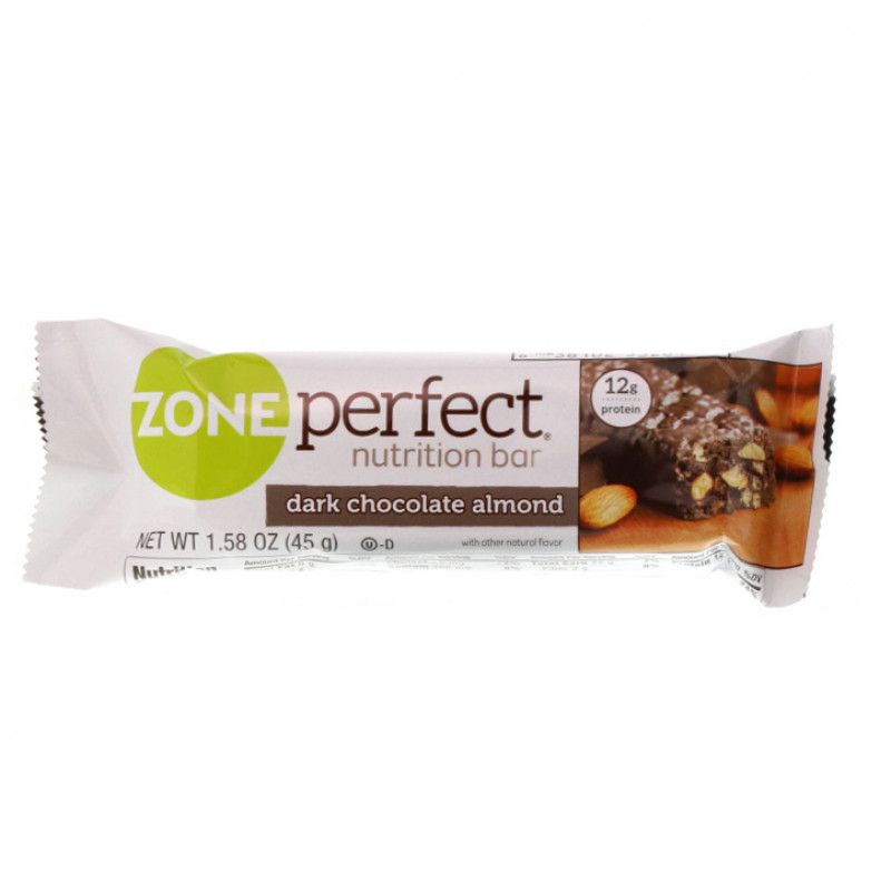 ZonePerfect Dark All-Natural Nutrition Bars Dark Chocolate Almond 12 Bars 1.58 oz (45 g) Each