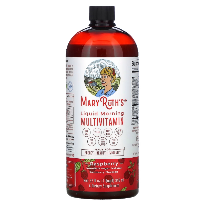 MaryRuth Organics, Liquid Morning Multivitamin, Raspberry, 32 fl oz (946 ml)