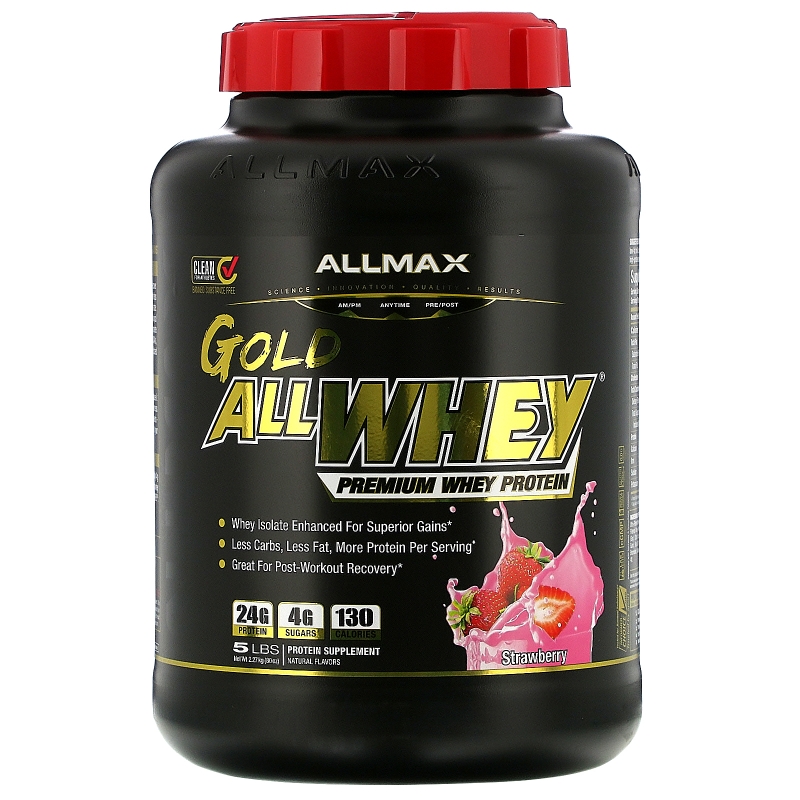 ALLMAX Nutrition, AllWhey Gold, Premium Isolate / Whey Protein Blend, Strawberry, 5 lbs. (2.27 kg)