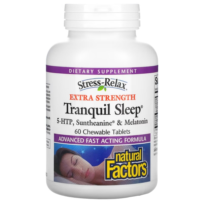 Natural Factors, Stress-Relax, Extra Strength Tranquil Sleep, 60 Chewable Tablets