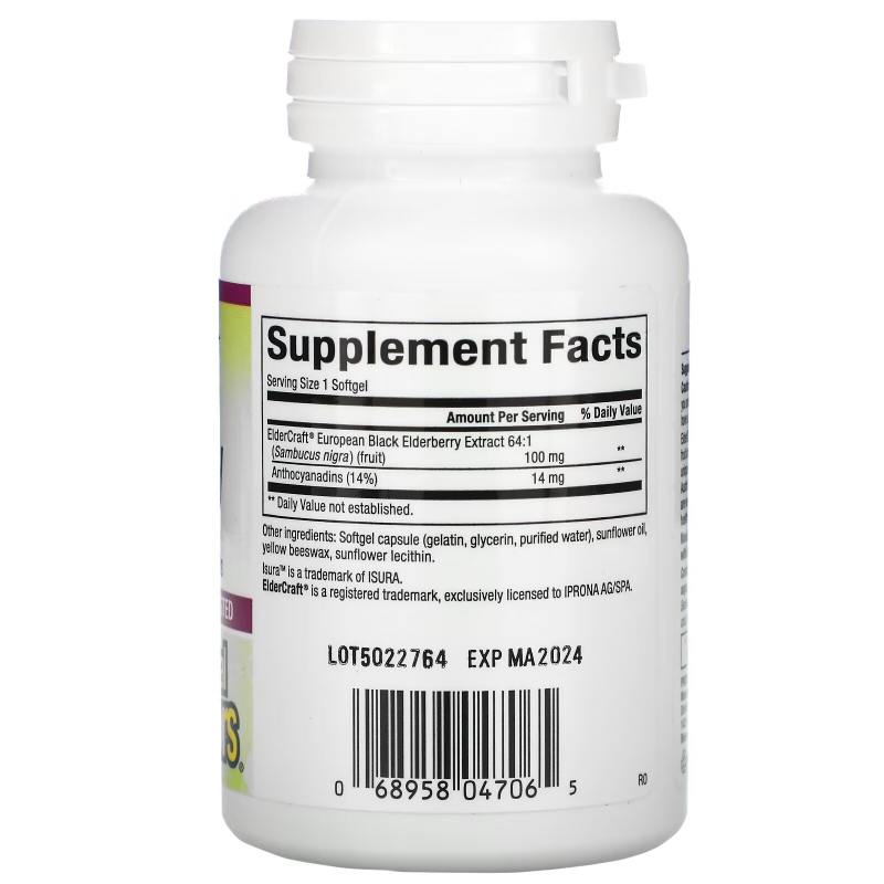 Natural Factors, Black Elderberry, 100 mg, 60 Fast-Acting Softgels