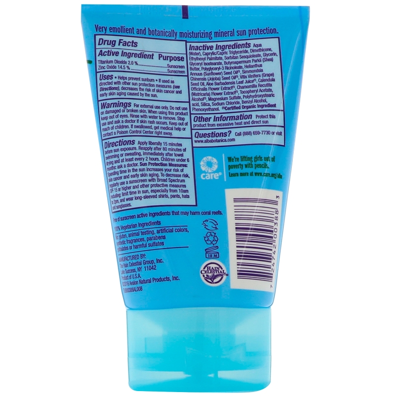 Alba Botanica Very Emollient Sunscreen Kids SPF 30 4 oz (113 g)