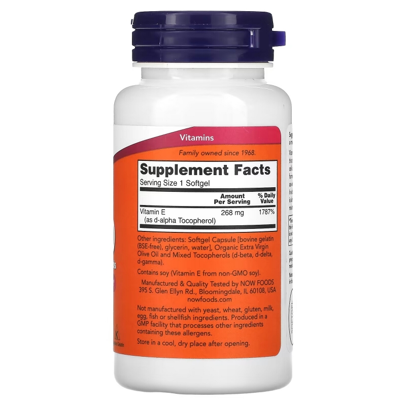 NOW Foods, E-400 with Mixed Tocopherols, 268 mg (400 IU), 100 Softgels