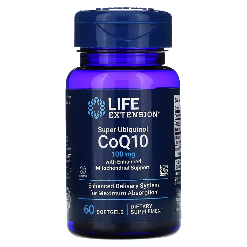 Life Extension, Super Ubiquinol CoQ10 with Enhanced Mitochondrial Support, 100 mg, 60 Softgels