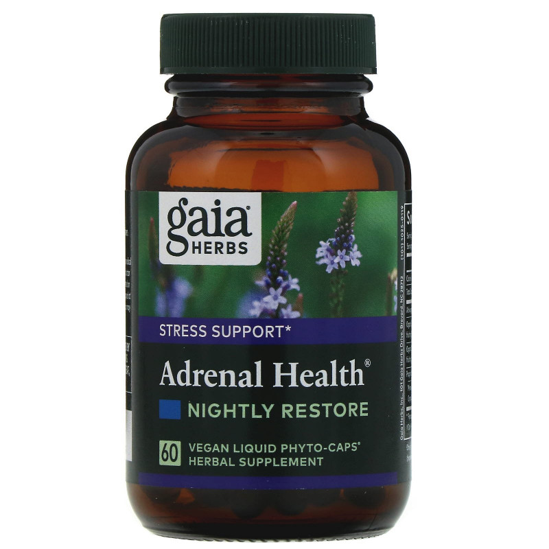 Gaia Herbs, Adrenal Health, Nightly Restore, 60 Vegan Liquid Phyto-Caps