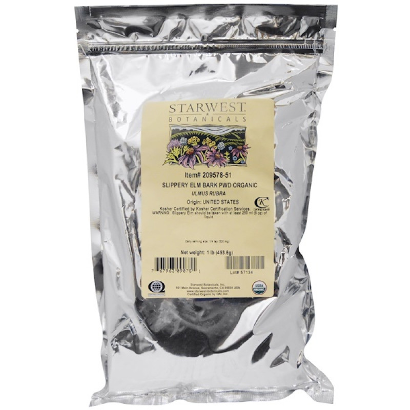 Starwest Botanicals Slippery Elm Bark Powder Organic 1 lb