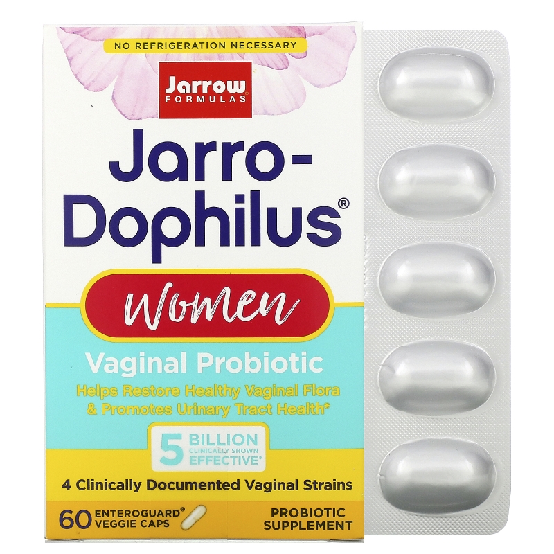 Jarrow Formulas, Jarro-Dophilus, вагинальные пробиотики, женское здоровье, 5 млрд, 60 покрытых желудочно-резистентной оболочкой вегетарианских капсул