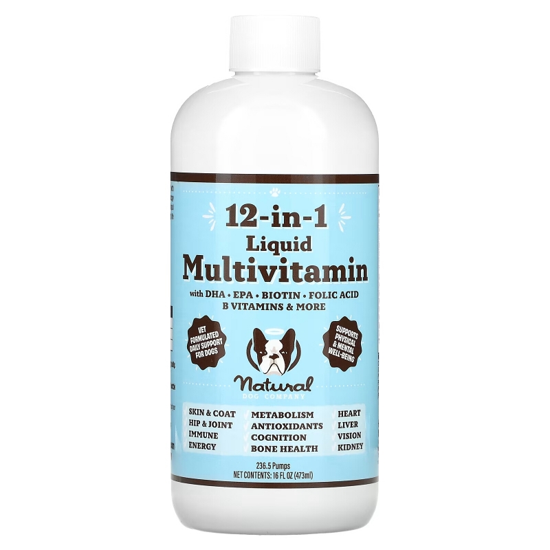 Natural Dog Company, 12-In-1 Liquid Multi Vitamin, For Dogs, All Ages, 16 fl oz (473 ml)