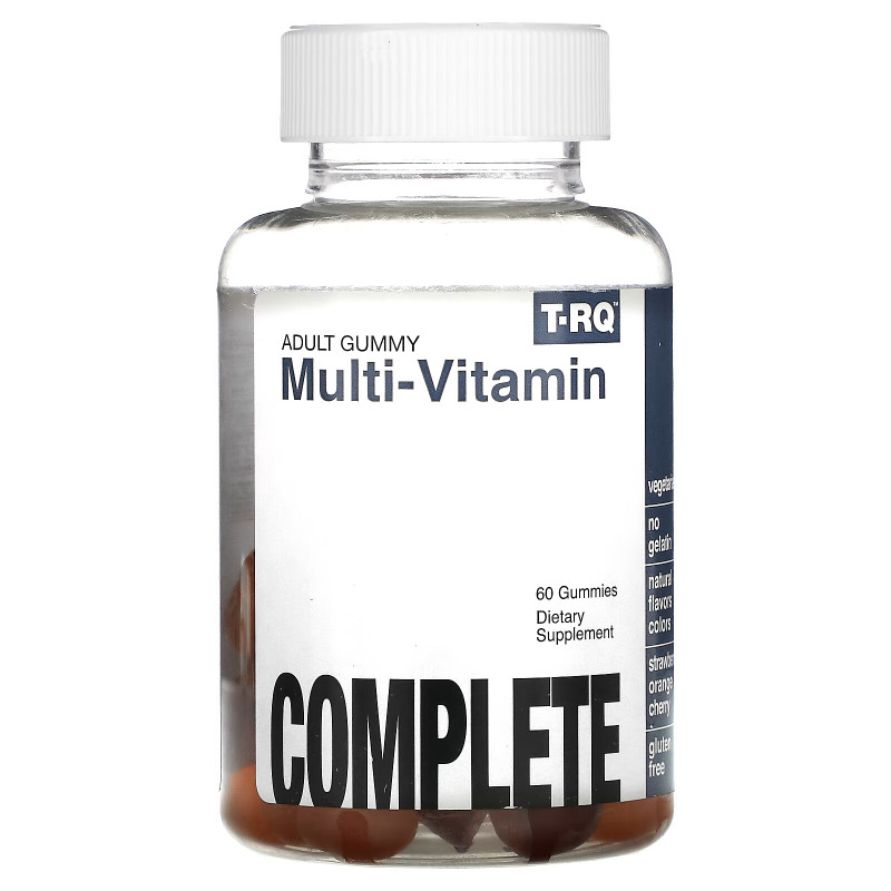 T-RQ, Adult Gummy, Multi-Vitamin, Complete, Strawberry Orange Cherry, 60 Gummies