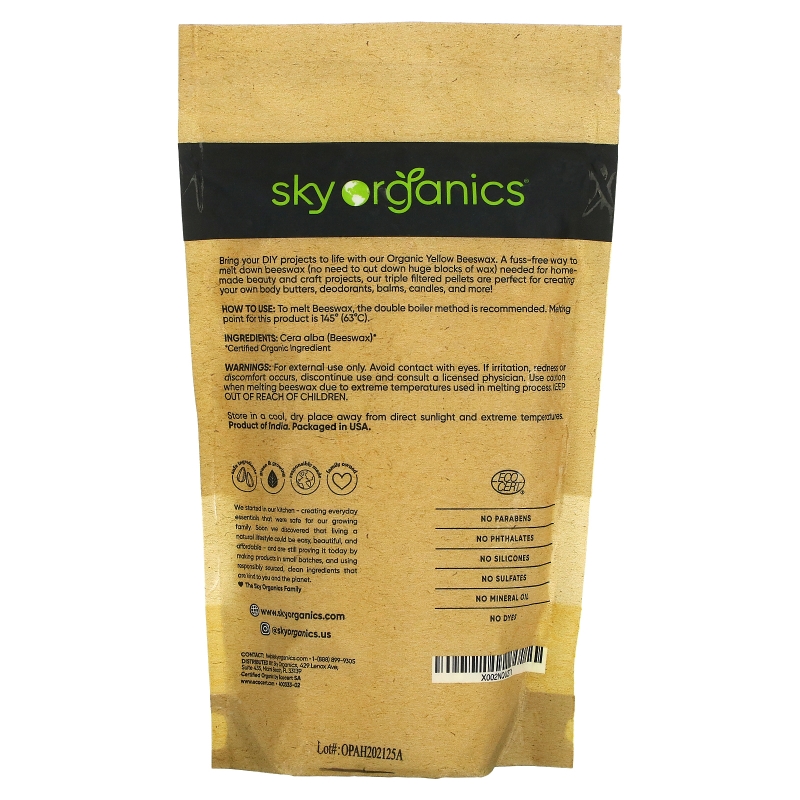 Sky Organics, Organic, Yellow Beeswax Pellets, 16 oz (453 g)