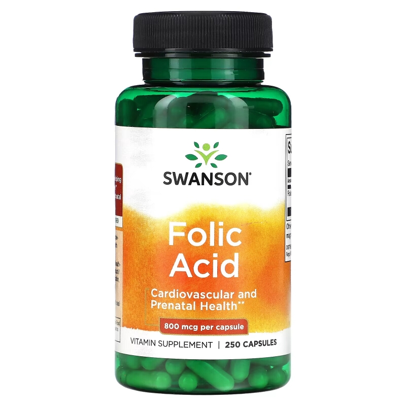 Swanson, Folic Acid, 800 mcg, 250 Capsules