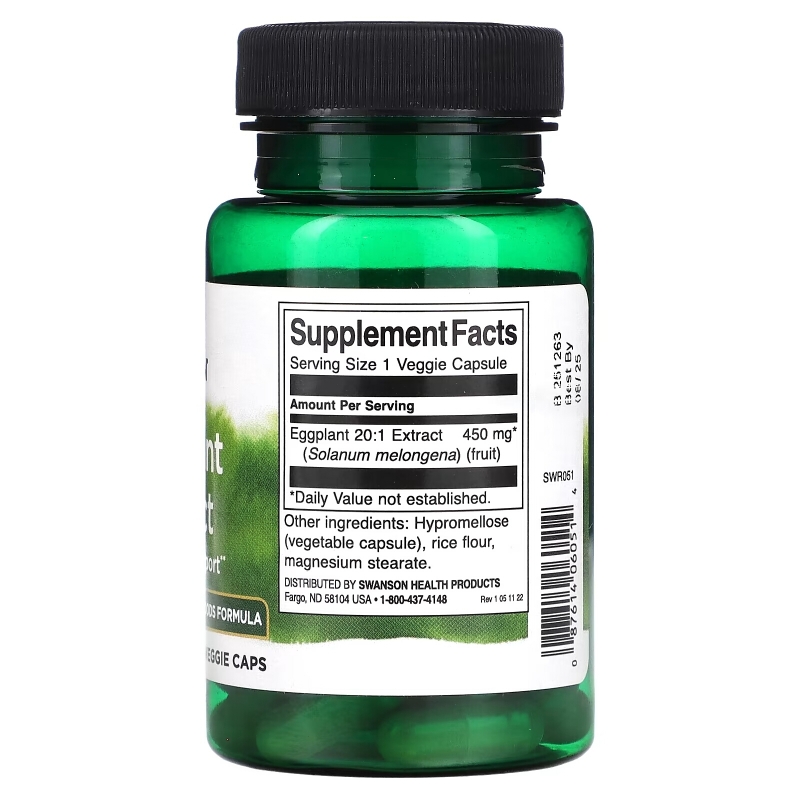 Swanson, Eggplant Extract , 450 mg , 30 Veggie Caps