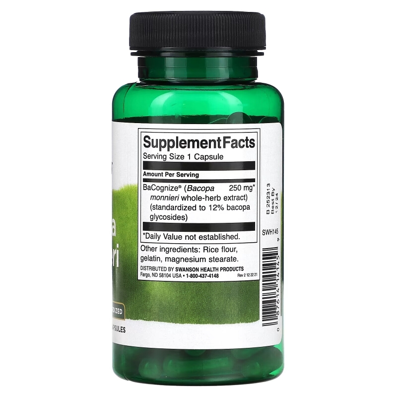 Swanson, Bacopa Monnieri, 250 mg, 90 Capsules