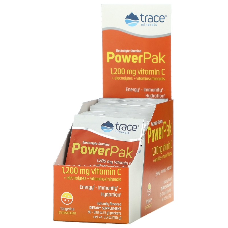 Trace Minerals Research, Electrolyte Stamina, Power Pak, 1200 mg, Tangerine, 30 Packets, 0.18 oz (5.2 g) Each