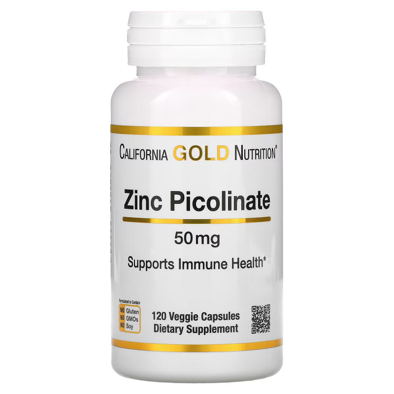 California Gold Nutrition, Zinc Picolinate, 50 mg, 120 Veggie Capsules