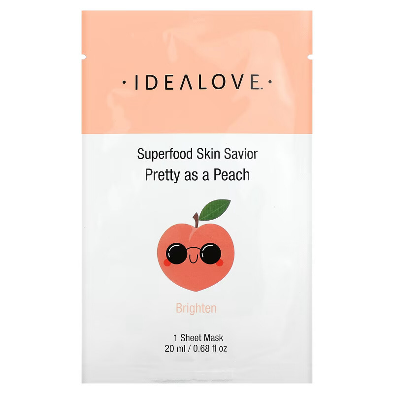 Idealove, Superfood Skin Savior, Pretty as a Peach, 1 Beauty Sheet Mask, 0.68 fl oz (20 ml)